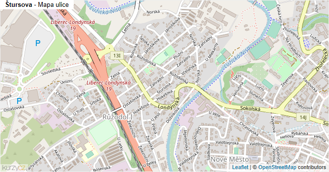 Štursova - mapa ulice