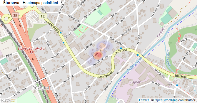 Štursova - mapa podnikání