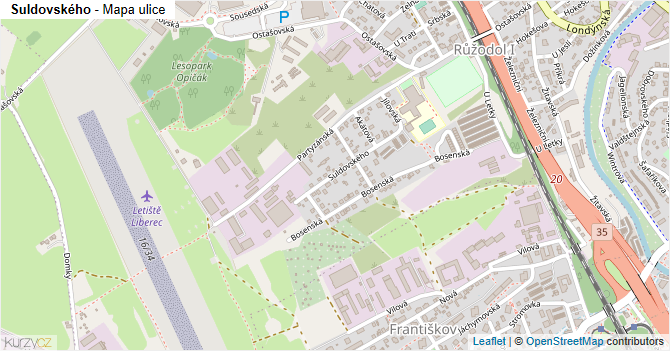 Suldovského - mapa ulice