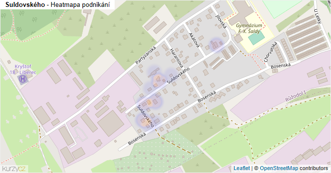 Suldovského - mapa podnikání