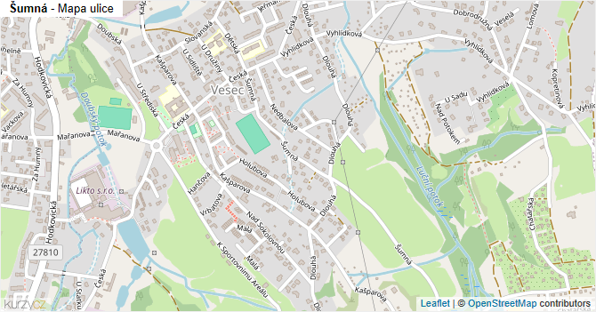 Šumná - mapa ulice