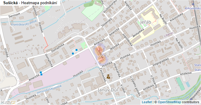 Sušická - mapa podnikání