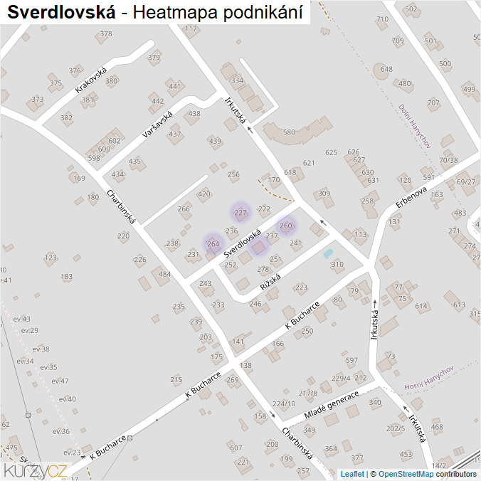 Mapa Sverdlovská - Firmy v ulici.