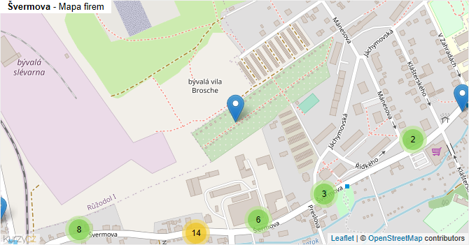 Švermova - mapa firem