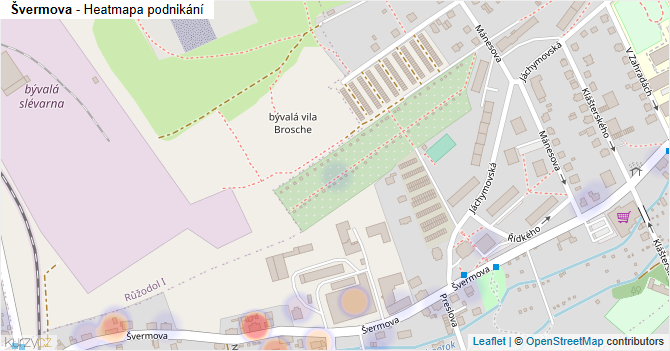 Švermova - mapa podnikání
