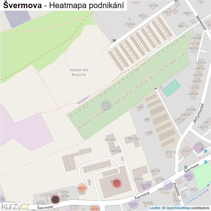 Mapa Švermova - Firmy v ulici.