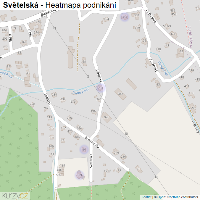 Mapa Světelská - Firmy v ulici.