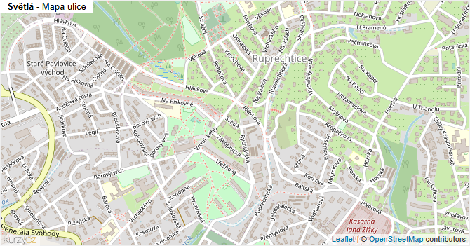 Světlá - mapa ulice