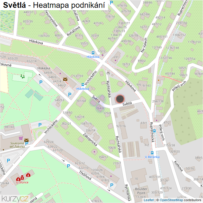 Mapa Světlá - Firmy v ulici.