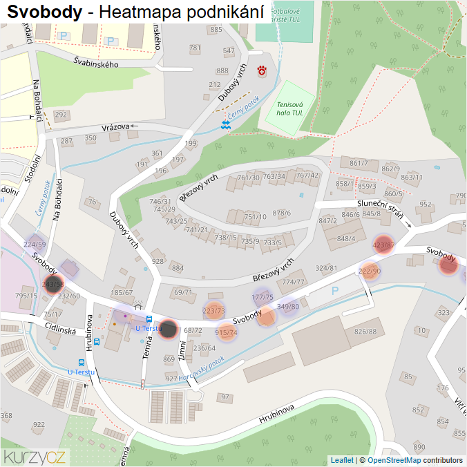 Mapa Svobody - Firmy v ulici.