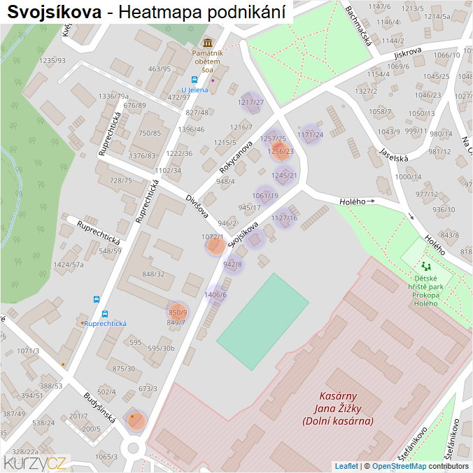 Mapa Svojsíkova - Firmy v ulici.