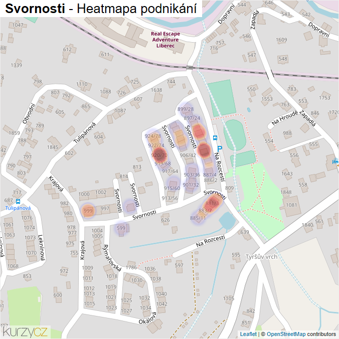 Mapa Svornosti - Firmy v ulici.