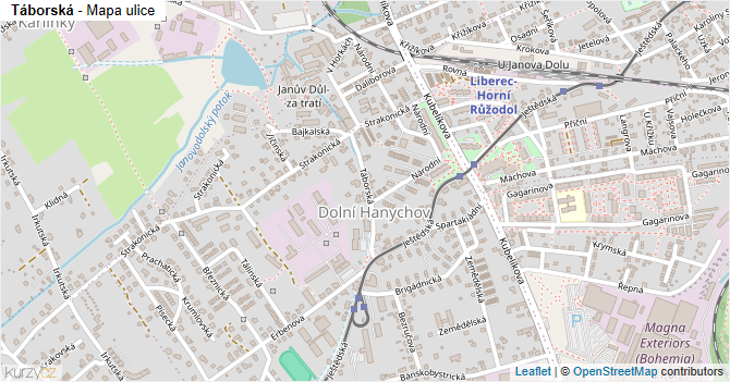 Táborská - mapa ulice