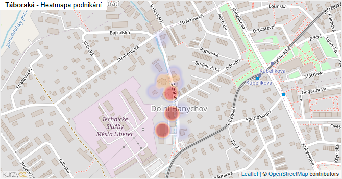 Táborská - mapa podnikání
