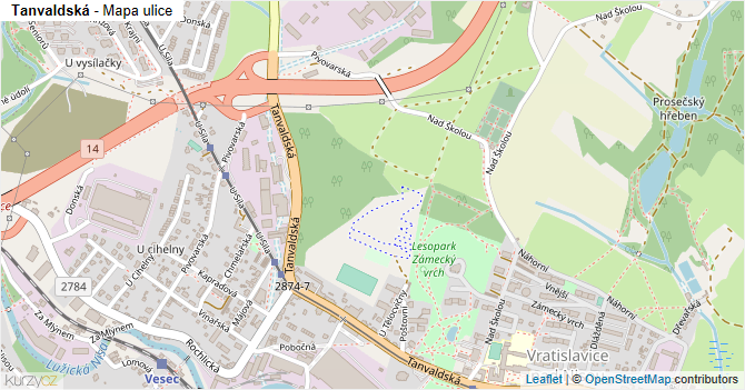 Tanvaldská - mapa ulice