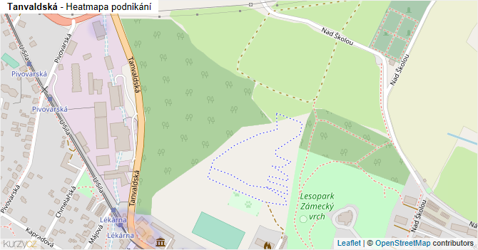 Tanvaldská - mapa podnikání