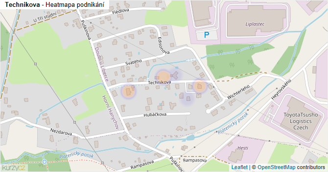 Technikova - mapa podnikání