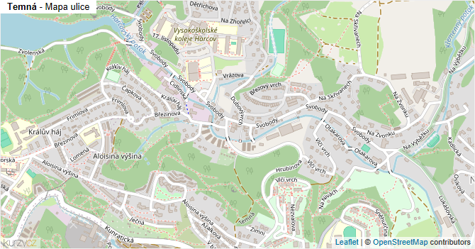 Temná - mapa ulice