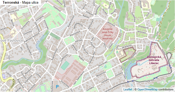 Terronská - mapa ulice