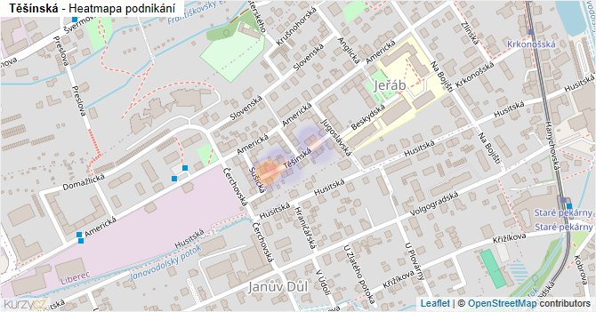 Těšínská - mapa podnikání