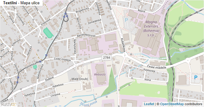 Textilní - mapa ulice