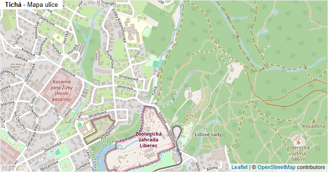 Tichá - mapa ulice
