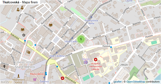 Tkalcovská - mapa firem