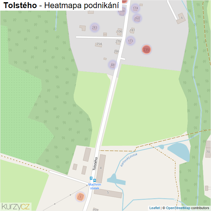 Mapa Tolstého - Firmy v ulici.