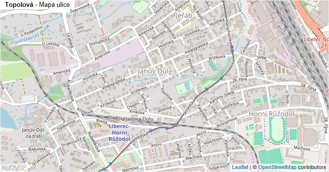 Topolová - mapa ulice