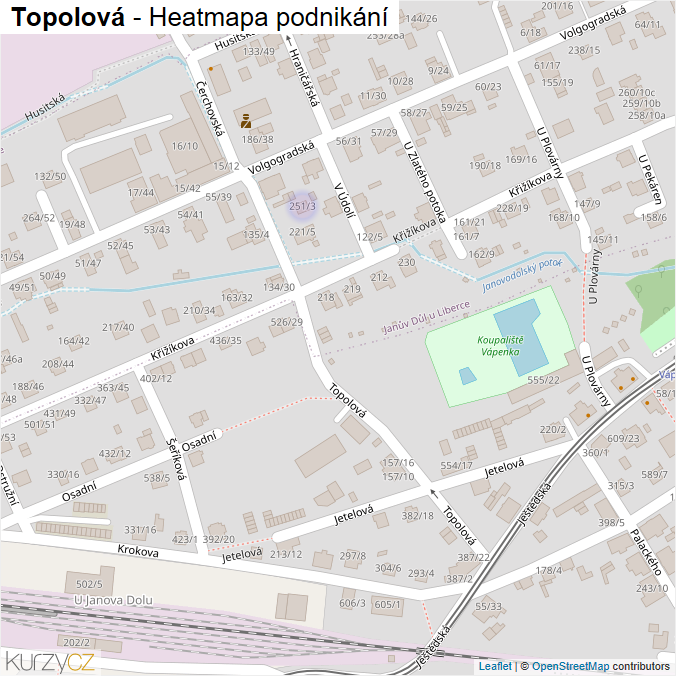 Mapa Topolová - Firmy v ulici.