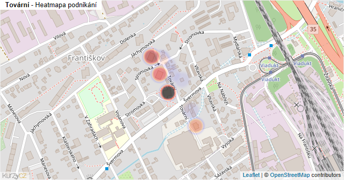 Tovární - mapa podnikání