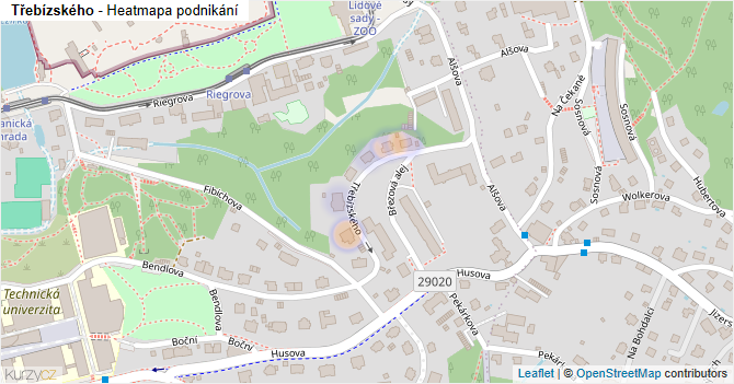 Třebízského - mapa podnikání