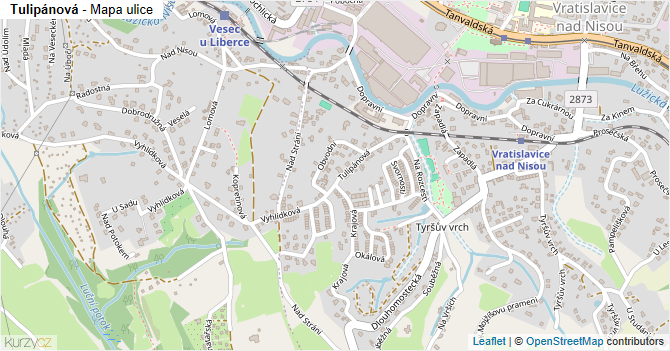 Tulipánová - mapa ulice