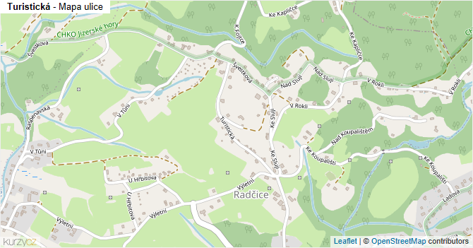 Turistická - mapa ulice