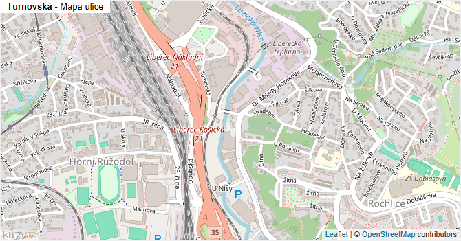 Turnovská - mapa ulice