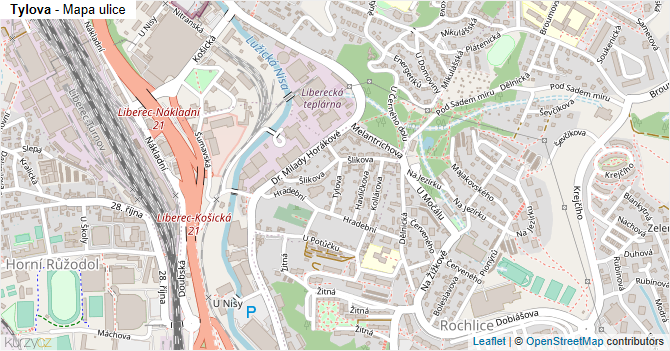 Tylova - mapa ulice