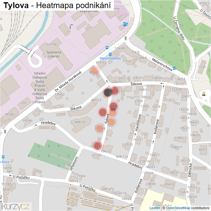 Mapa Tylova - Firmy v ulici.