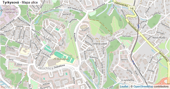 Tyrkysová - mapa ulice