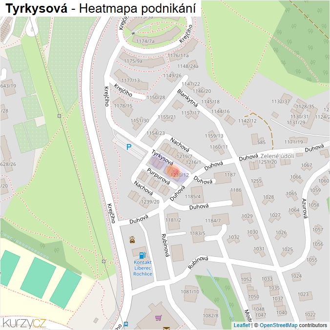Mapa Tyrkysová - Firmy v ulici.