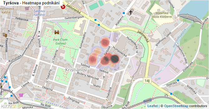 Tyršova - mapa podnikání