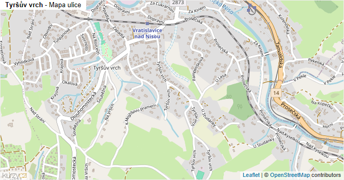 Tyršův vrch - mapa ulice