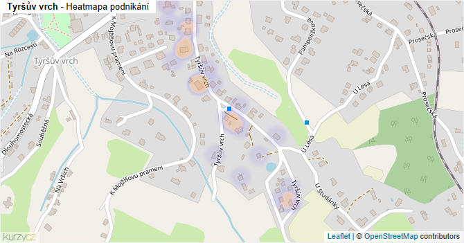 Tyršův vrch - mapa podnikání