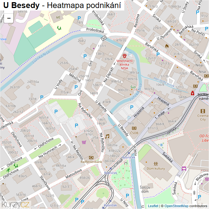Mapa U Besedy - Firmy v ulici.