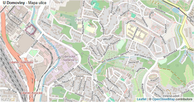 U Domoviny - mapa ulice