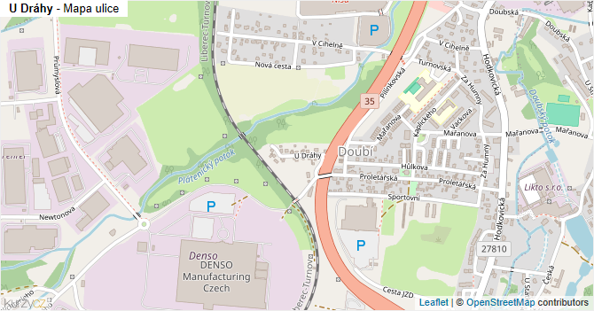 U Dráhy - mapa ulice