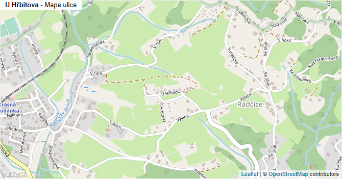 U Hřbitova - mapa ulice