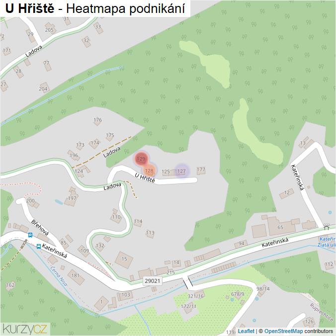 Mapa U Hřiště - Firmy v ulici.