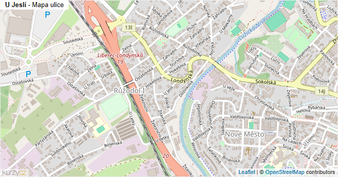 U Jeslí - mapa ulice