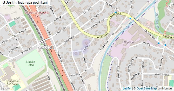 U Jeslí - mapa podnikání