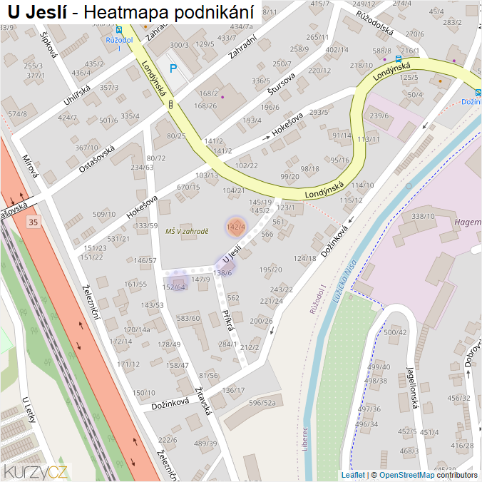 Mapa U Jeslí - Firmy v ulici.